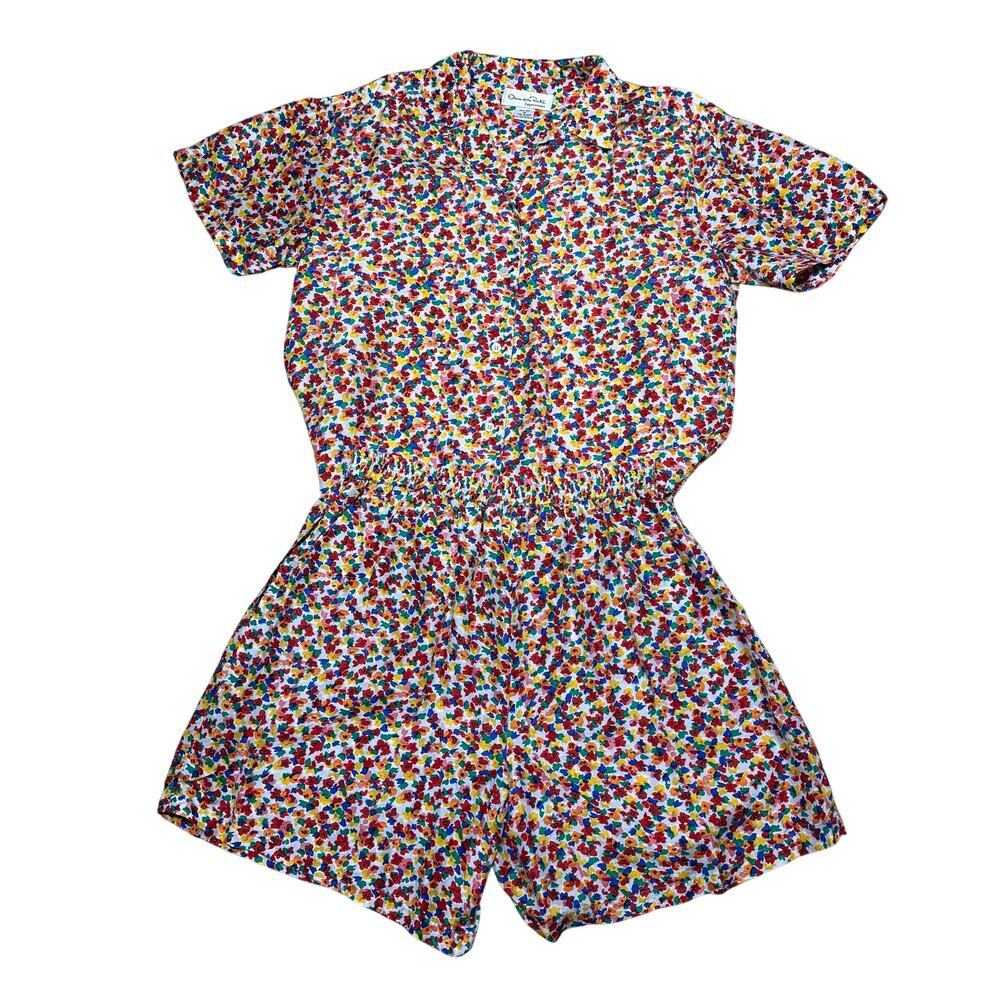 Oscar de la Renta Expressions 80s / 90s Silk Multicolor Print Pajama Set Medium - Picture 9 of 10